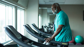 man walking on treadmill